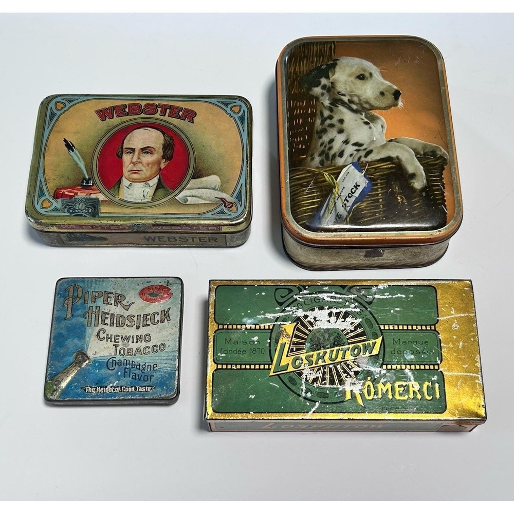 Vintage Cigar Chewing Tobacco Toffee Cigarette Advertising Trinket Tin Box Lot